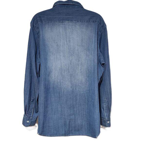 Frank & Eileen EILEEN Famous Denim Relaxed Shirt in Distressed Wash L NWOT $278 - Picture 5 of 14
